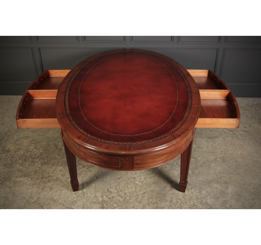 Large Rare Mahogany Oval Partners Writing Table