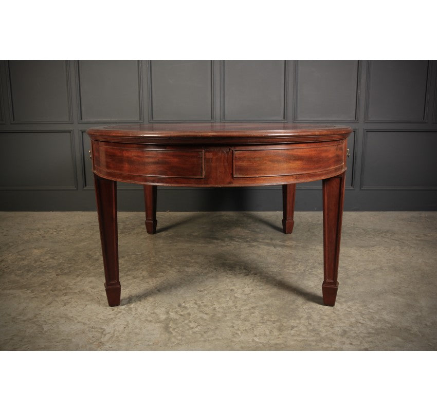 Large Rare Mahogany Oval Partners Writing Table