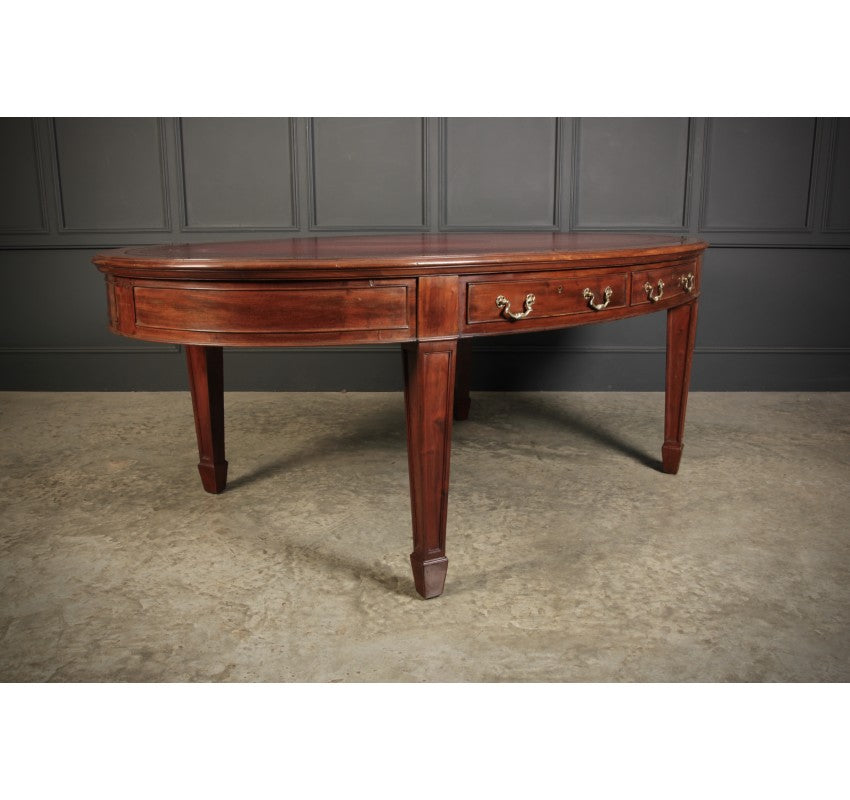 Large Rare Mahogany Oval Partners Writing Table