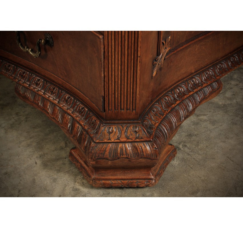 Large Serpentine Shaped Mahogany Partners Desk