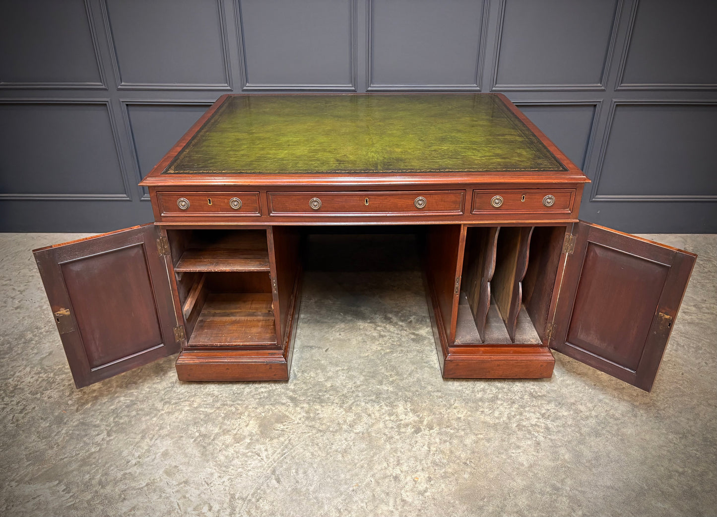 Large Victorian Mahogany Partners Desk