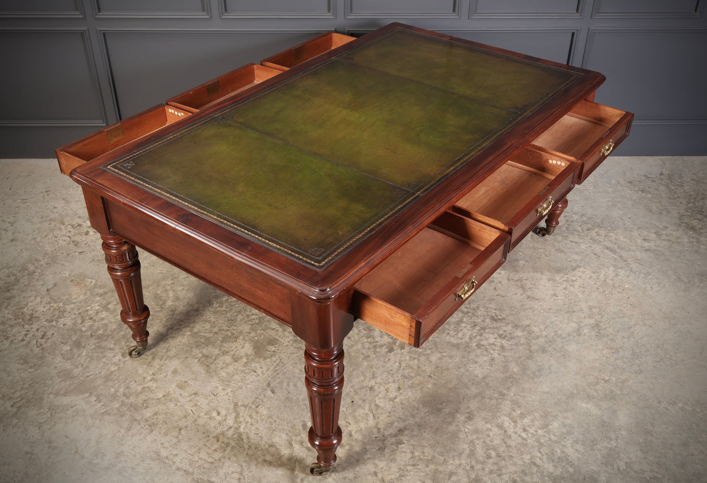 Large Victorian Mahogany Partners Writing Table by Maple & Co.