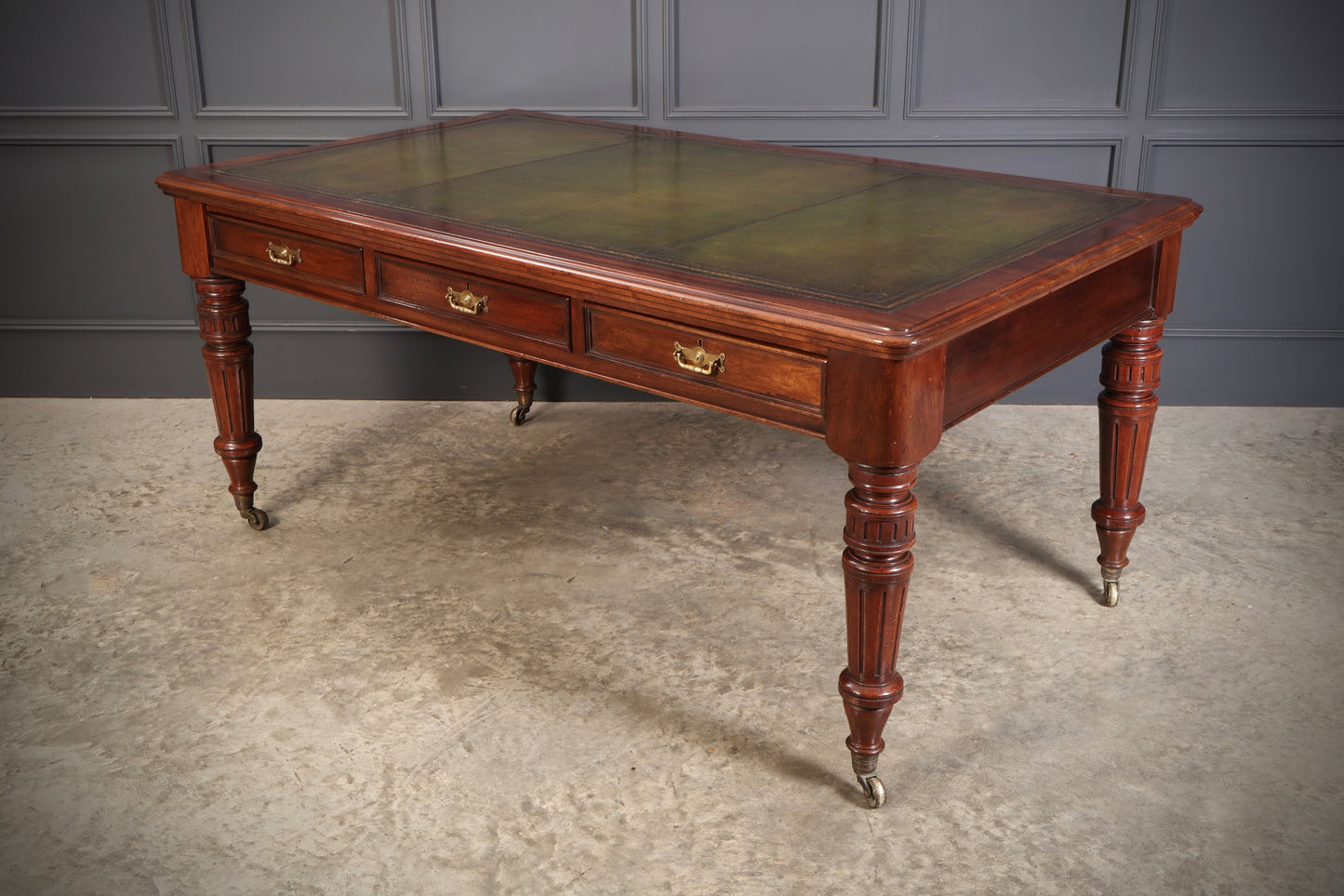 Large Victorian Mahogany Partners Writing Table by Maple & Co.