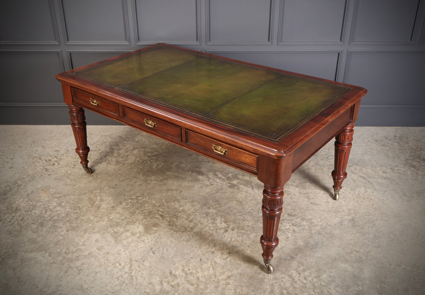 Large Victorian Mahogany Partners Writing Table by Maple & Co.