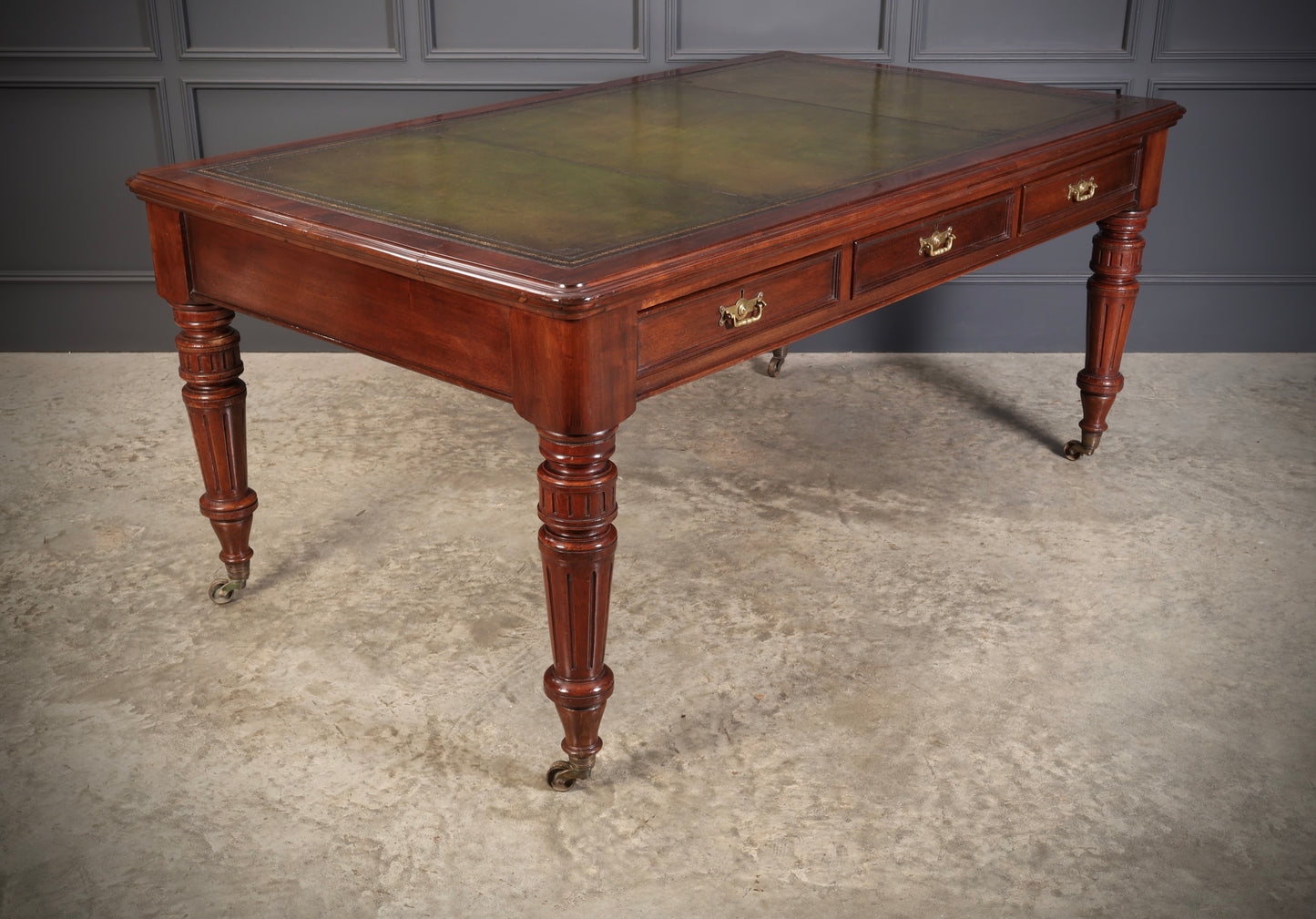 Large Victorian Mahogany Partners Writing Table by Maple & Co.