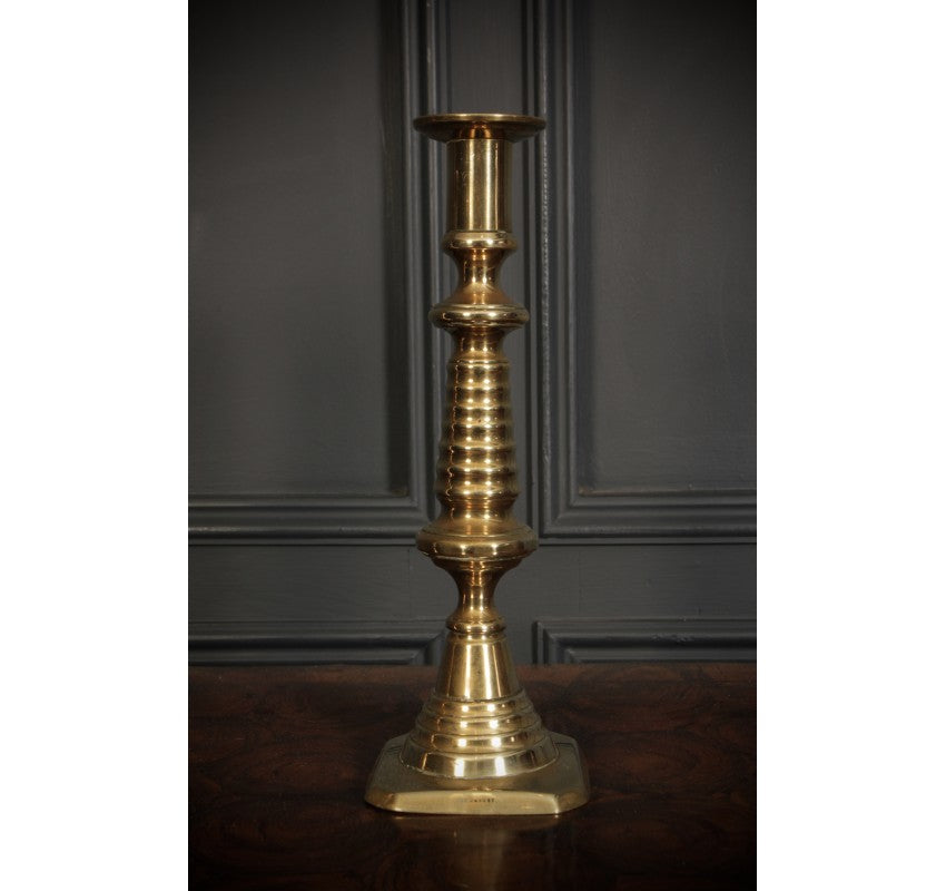 Large Victorian Pair of Brass Candlesticks