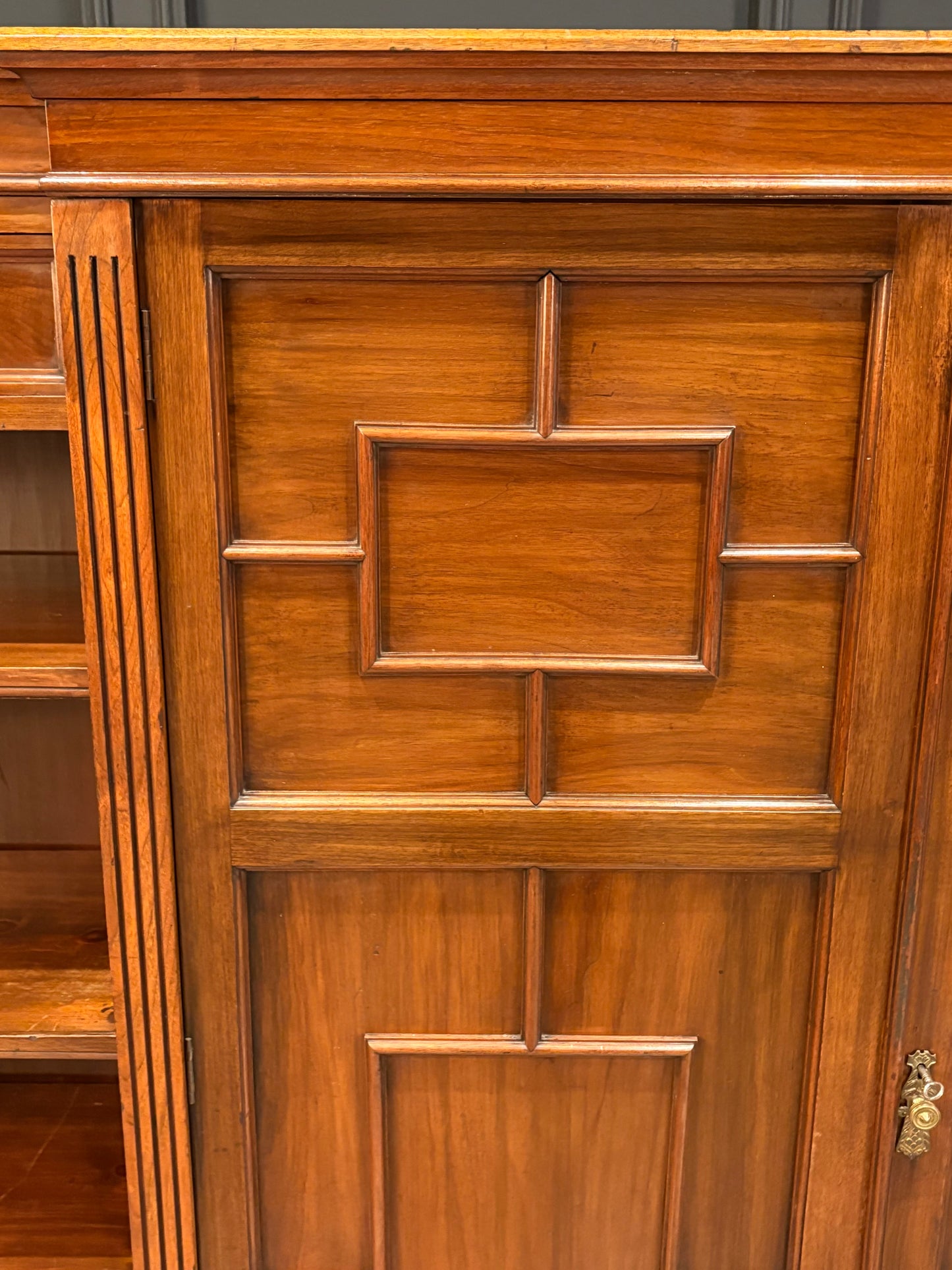 Large Breakfront Walnut Bookcase by Maple & Co.