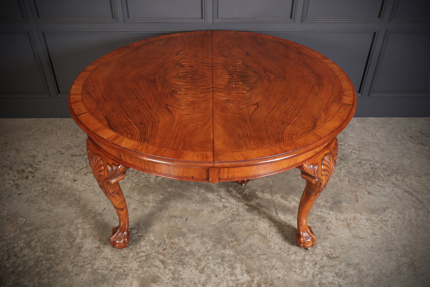 Large Queen Anne Style Walnut Extending Dining Table