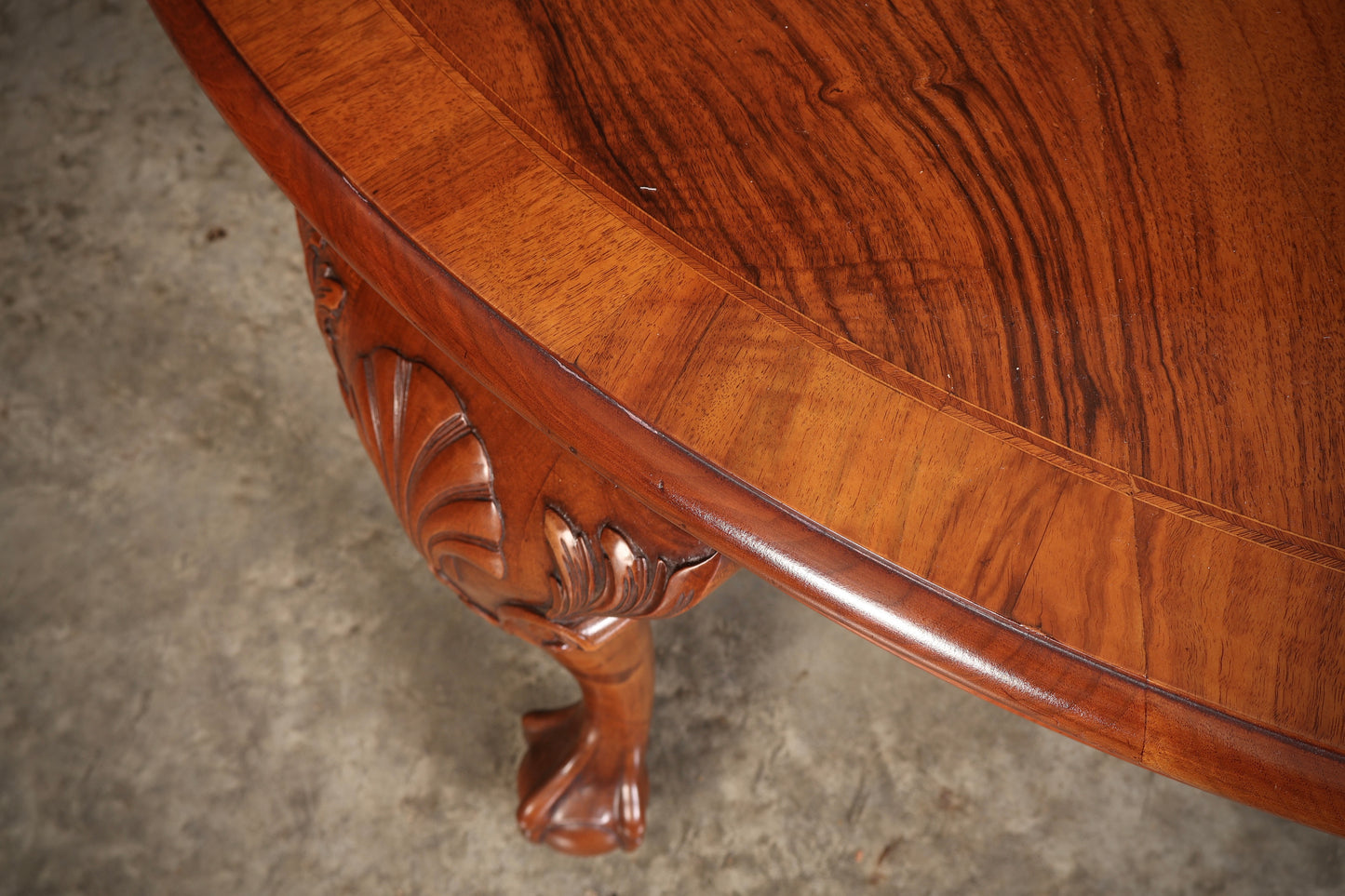 Large Queen Anne Style Walnut Extending Dining Table