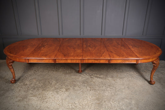 Large Queen Anne Style Walnut Extending Dining Table