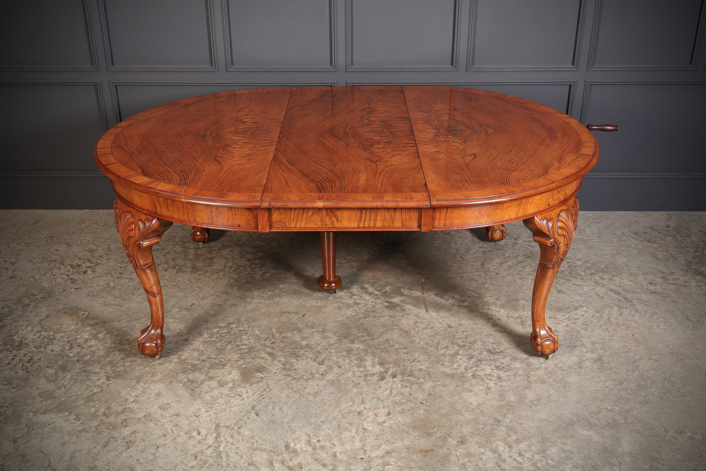 Large Queen Anne Style Walnut Extending Dining Table