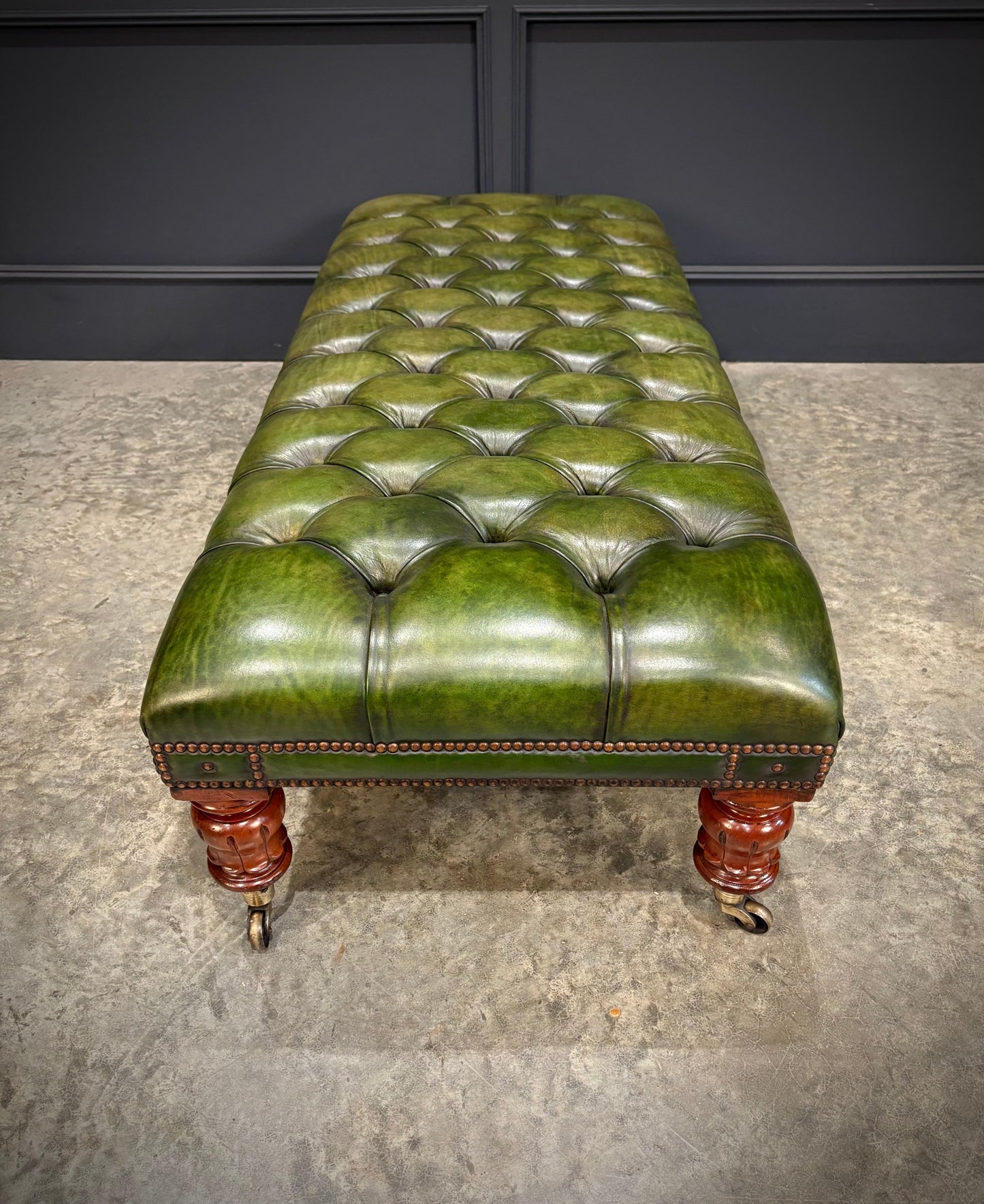 Large William IV Mahogany & Buttoned Leather Footstool