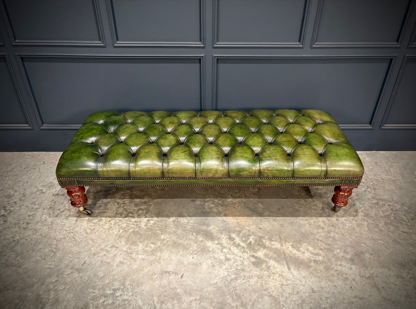 Large William IV Mahogany & Buttoned Leather Footstool