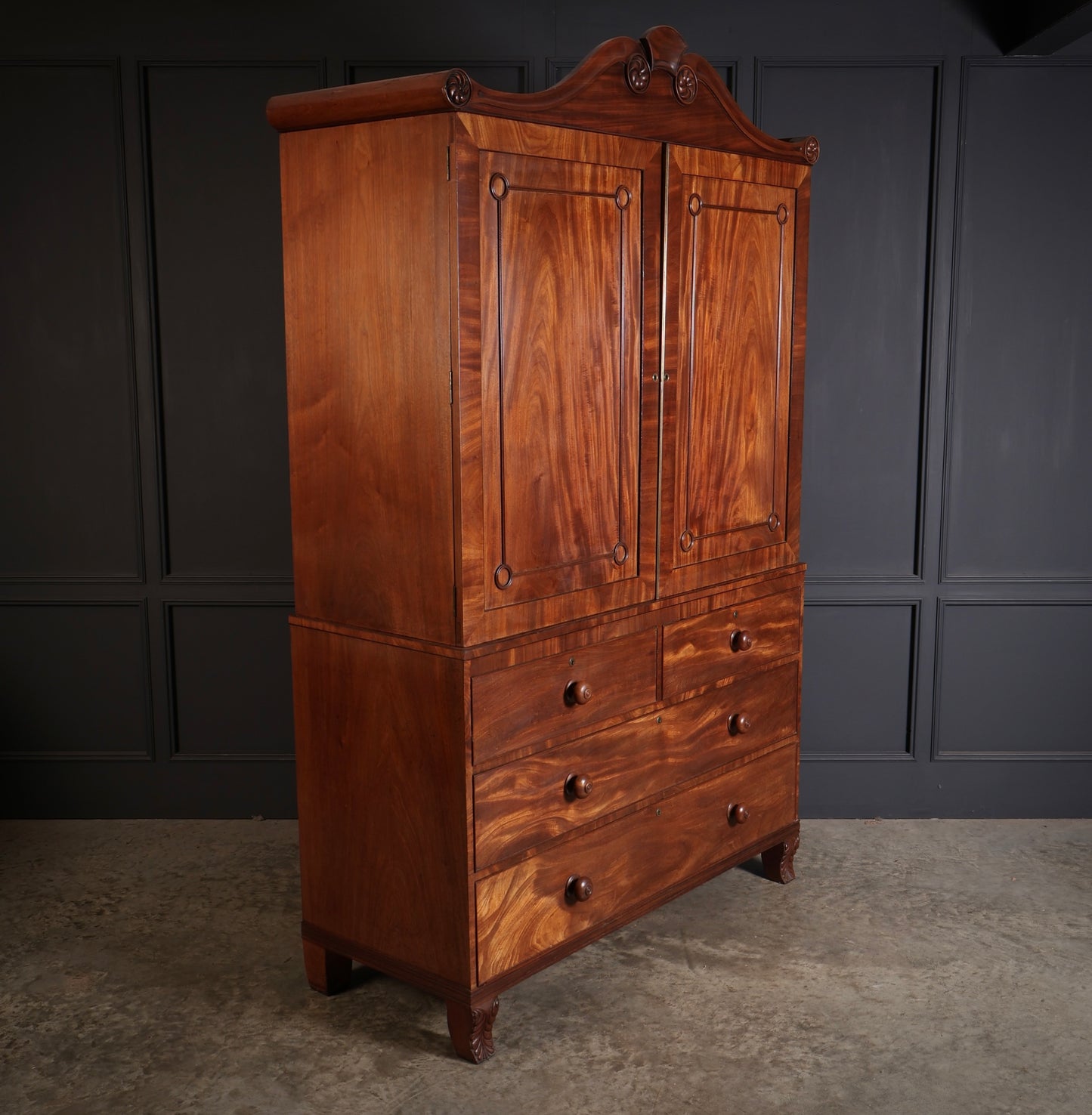 Late Regency Mahogany Linen Press