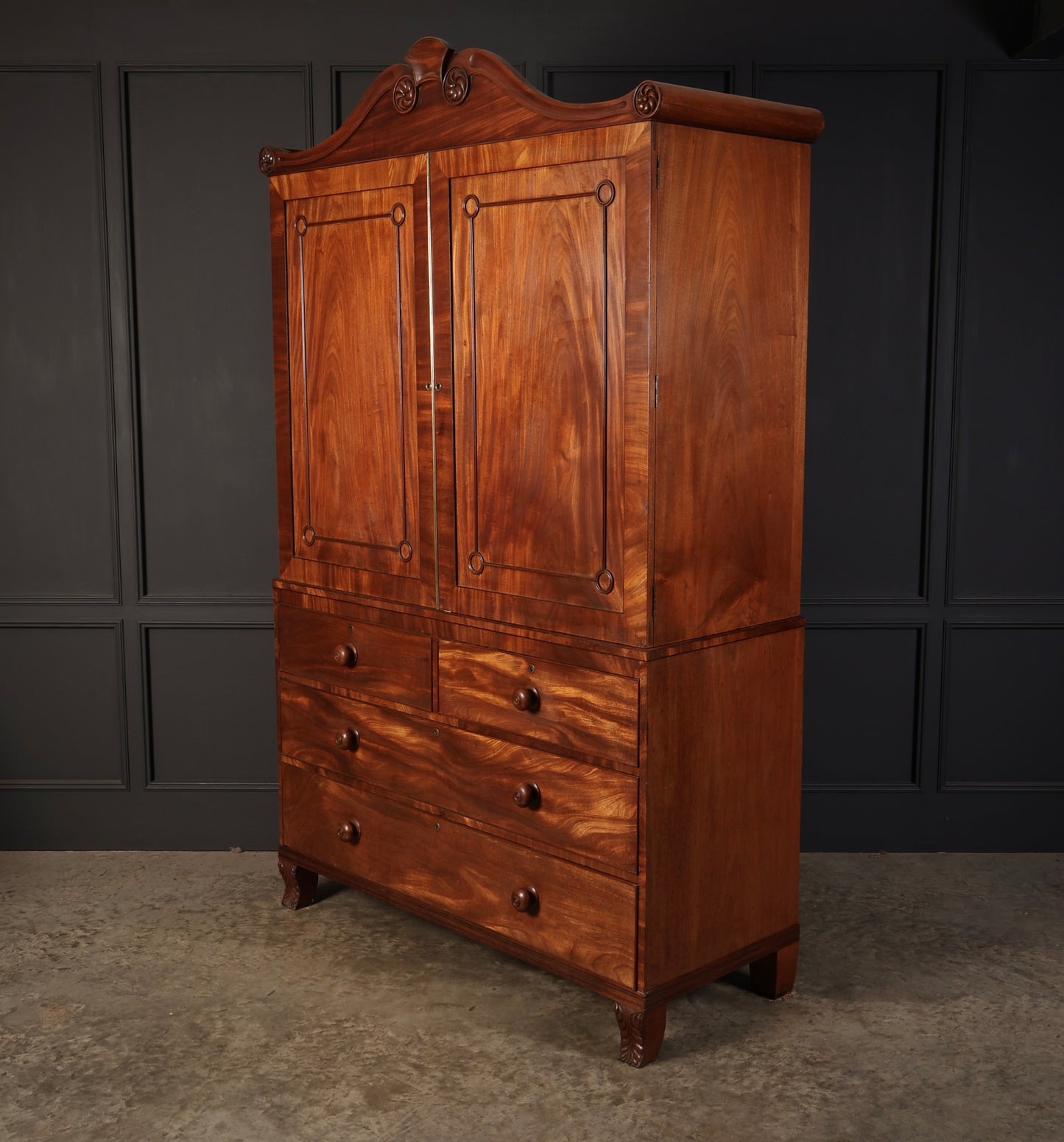 Late Regency Mahogany Linen Press