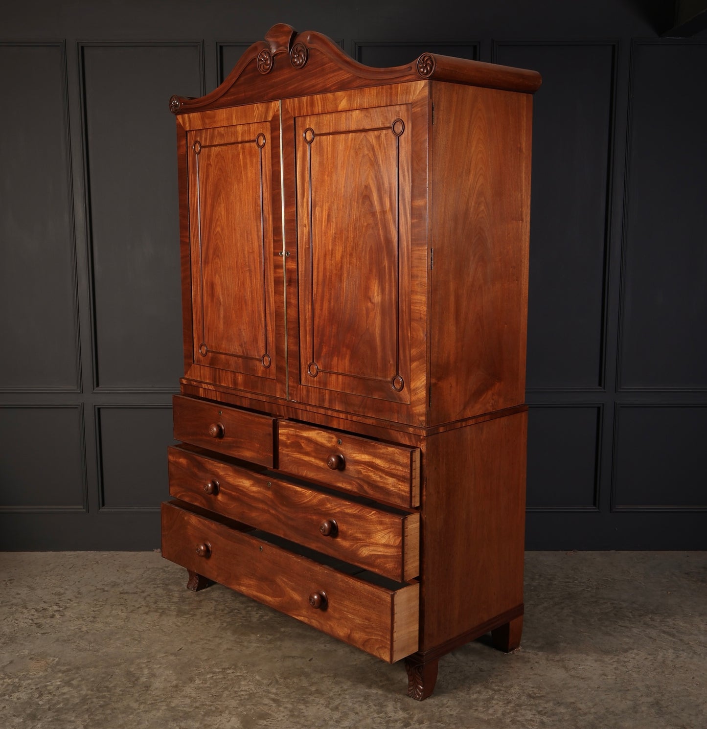 Late Regency Mahogany Linen Press