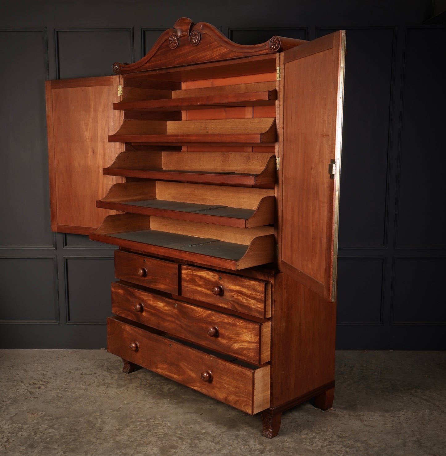Late Regency Mahogany Linen Press