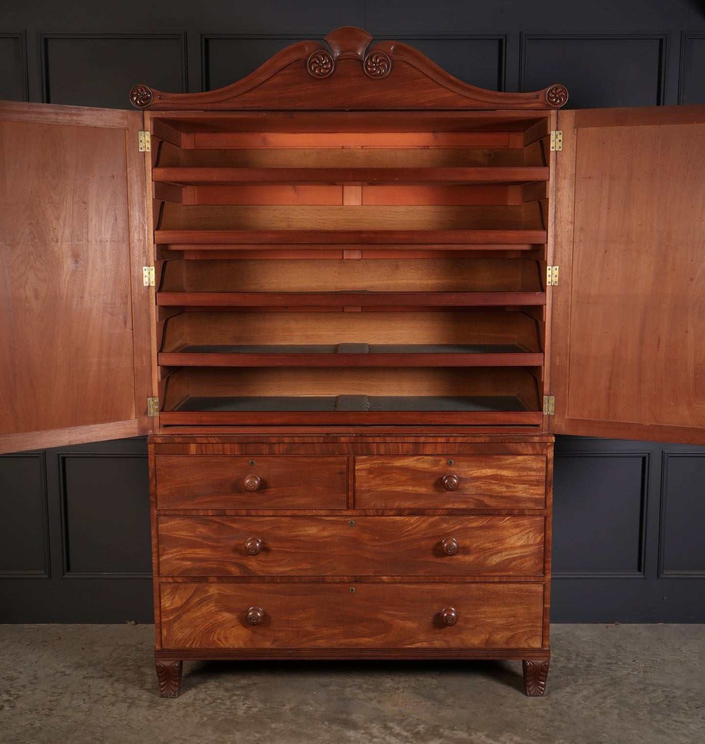 Late Regency Mahogany Linen Press