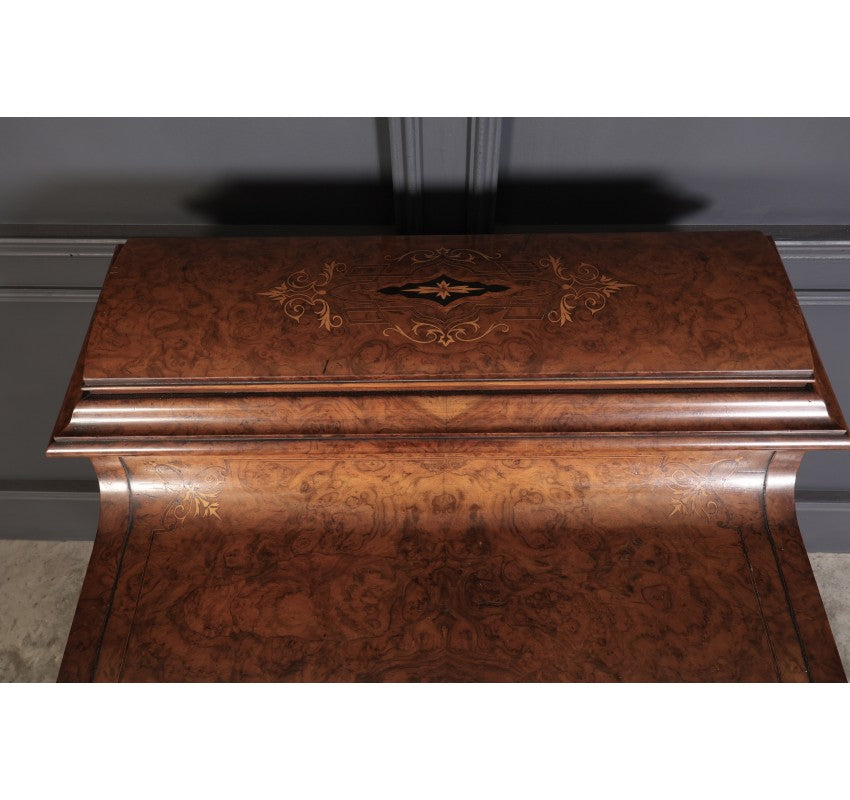 Magnificent Burr Walnut Marquetry Inlaid Davenport Desk