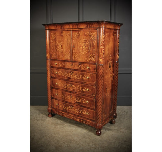 Magnificent Marquetry Inlaid Rosewood Cabinet