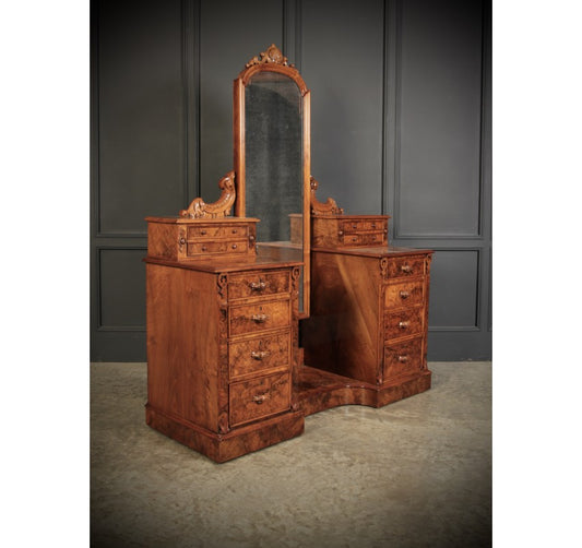 Magnificent Victorian Burr Walnut Dressing Table