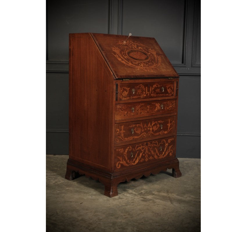 Mahogany Marquetry Inlaid Bureau of Small Proportions