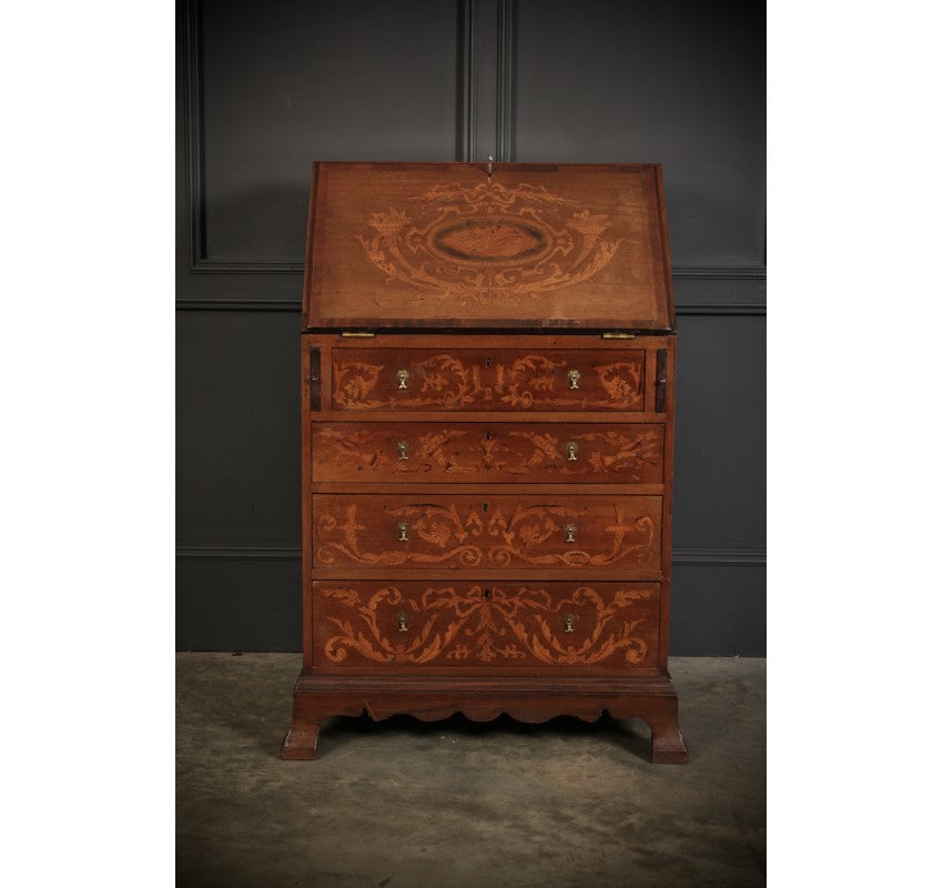 Mahogany Marquetry Inlaid Bureau of Small Proportions