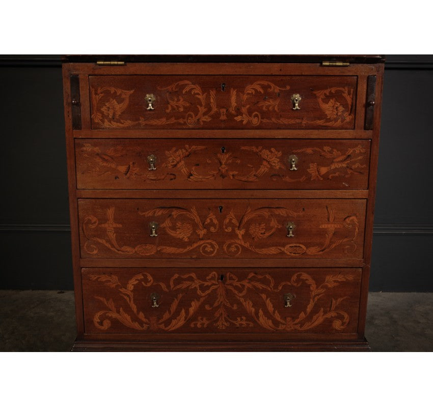 Mahogany Marquetry Inlaid Bureau of Small Proportions