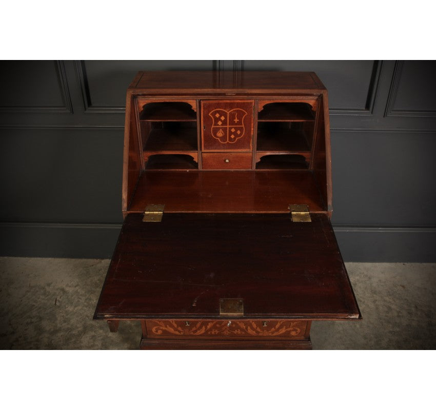 Mahogany Marquetry Inlaid Bureau of Small Proportions