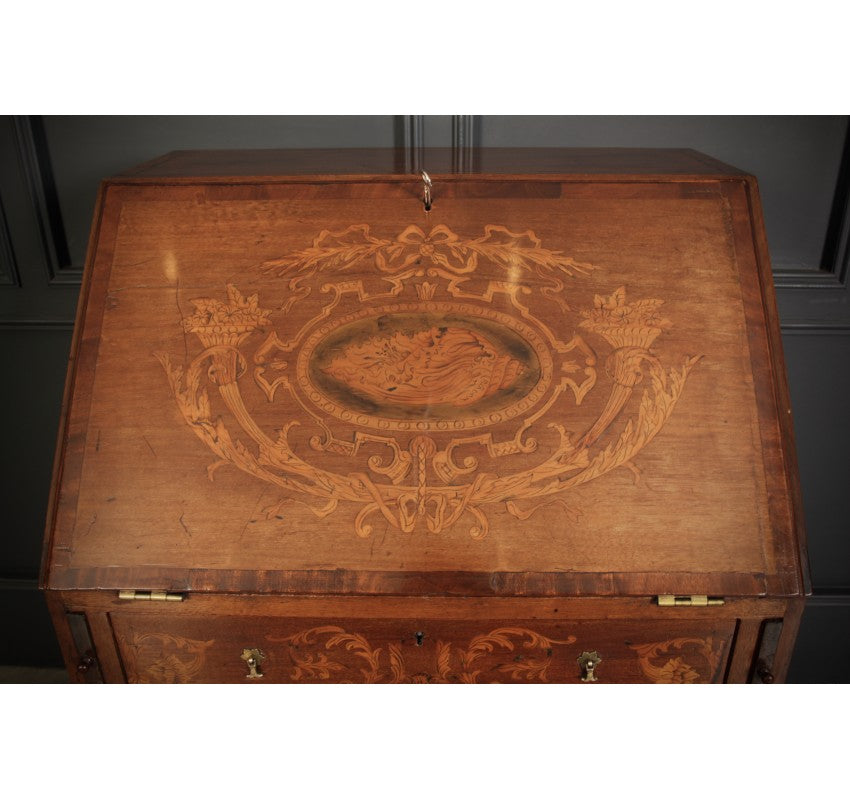 Mahogany Marquetry Inlaid Bureau of Small Proportions