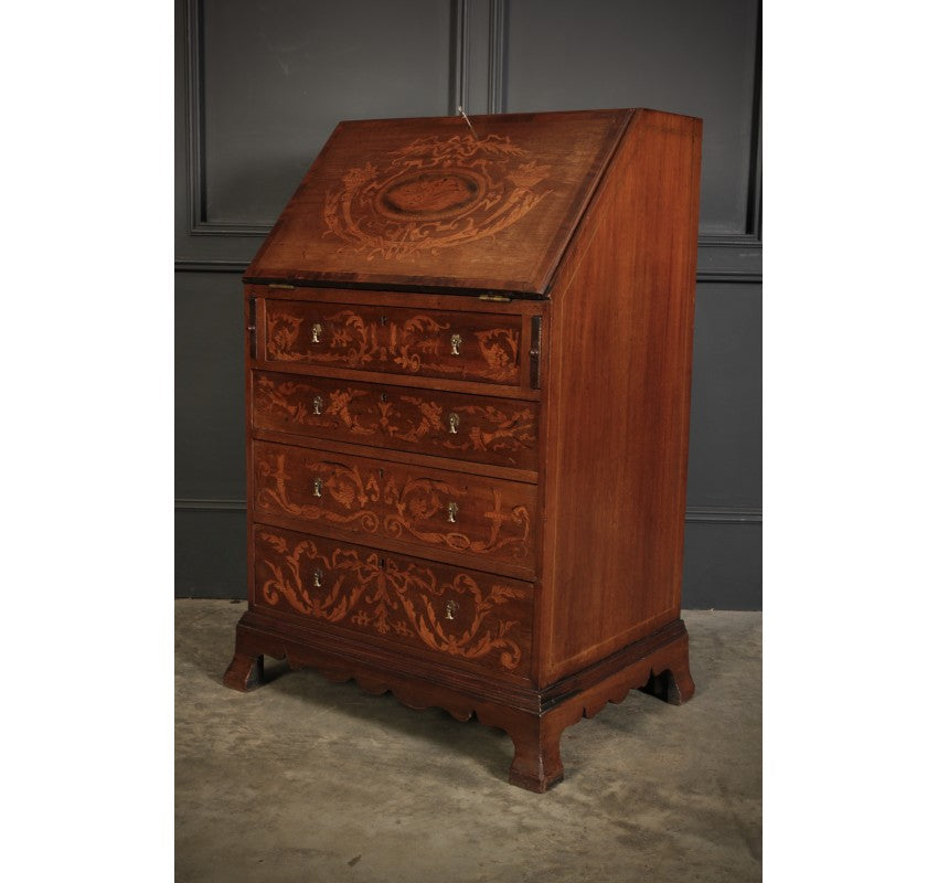 Mahogany Marquetry Inlaid Bureau of Small Proportions