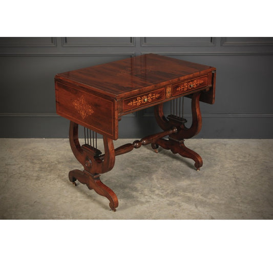 Marquetry Inlaid Rosewood Sofa Table