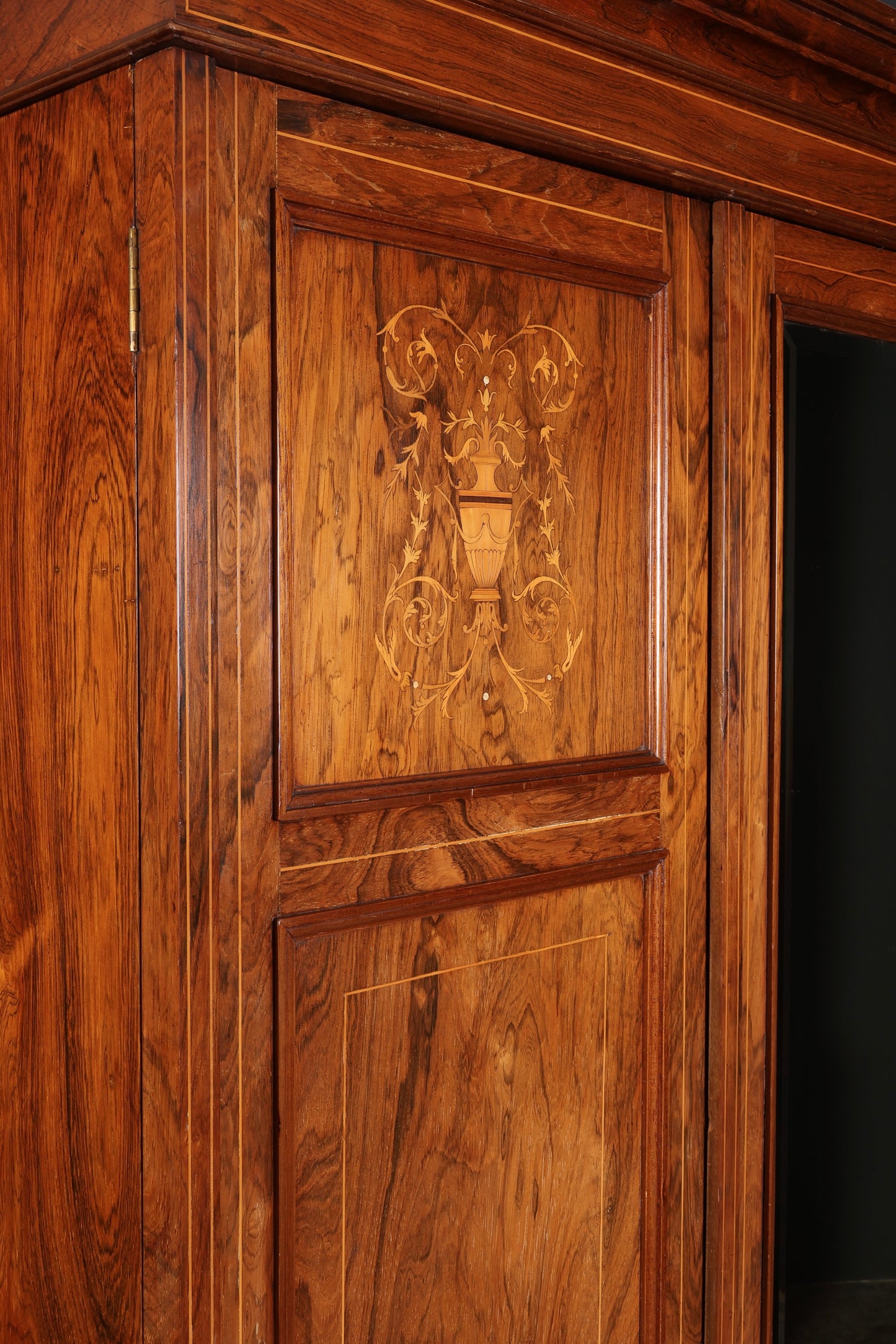 Marquetry Inlaid Rosewood Triple Wardrobe