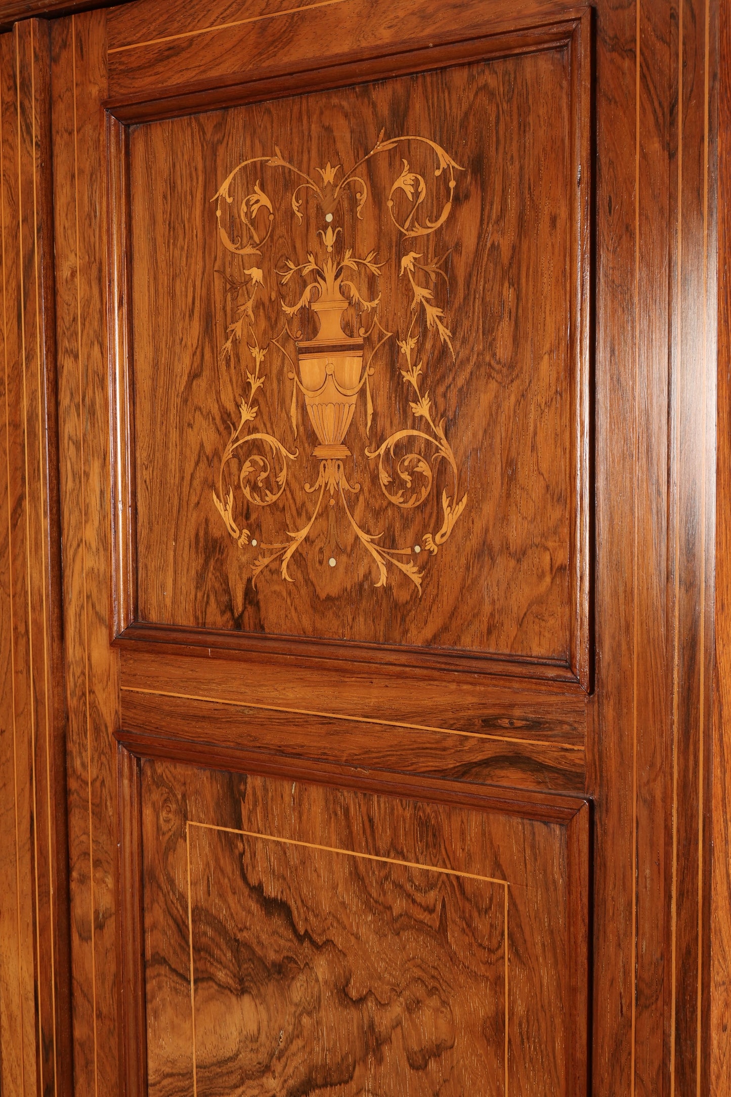 Marquetry Inlaid Rosewood Triple Wardrobe