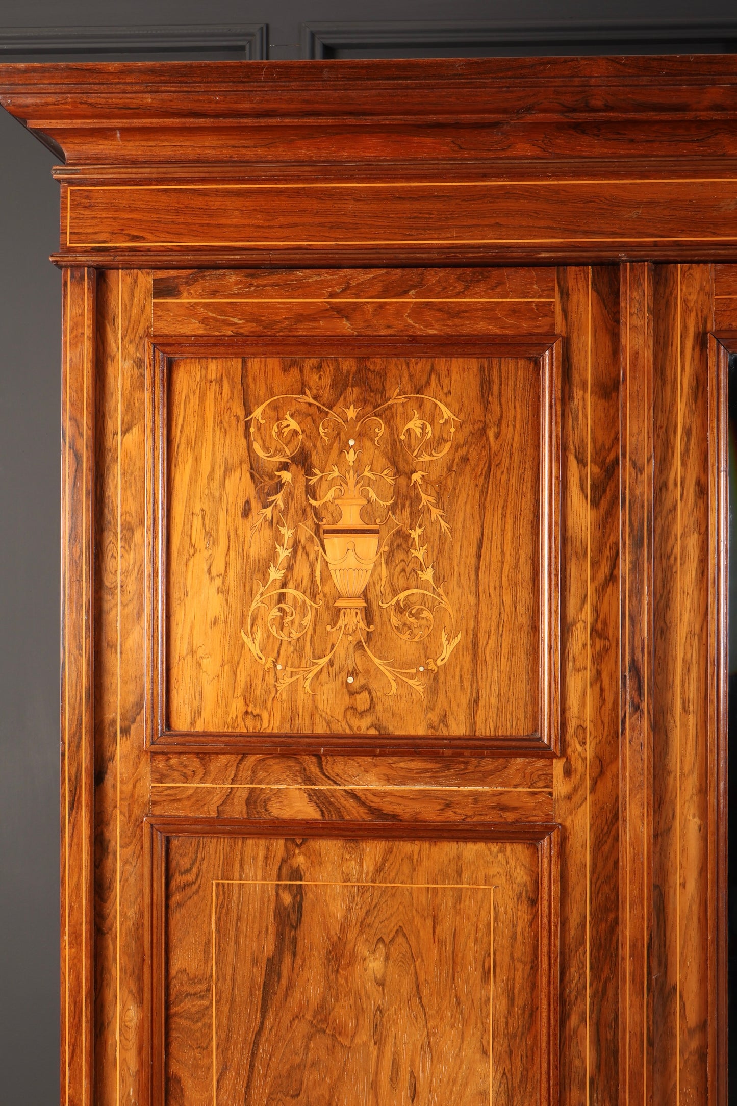 Marquetry Inlaid Rosewood Triple Wardrobe