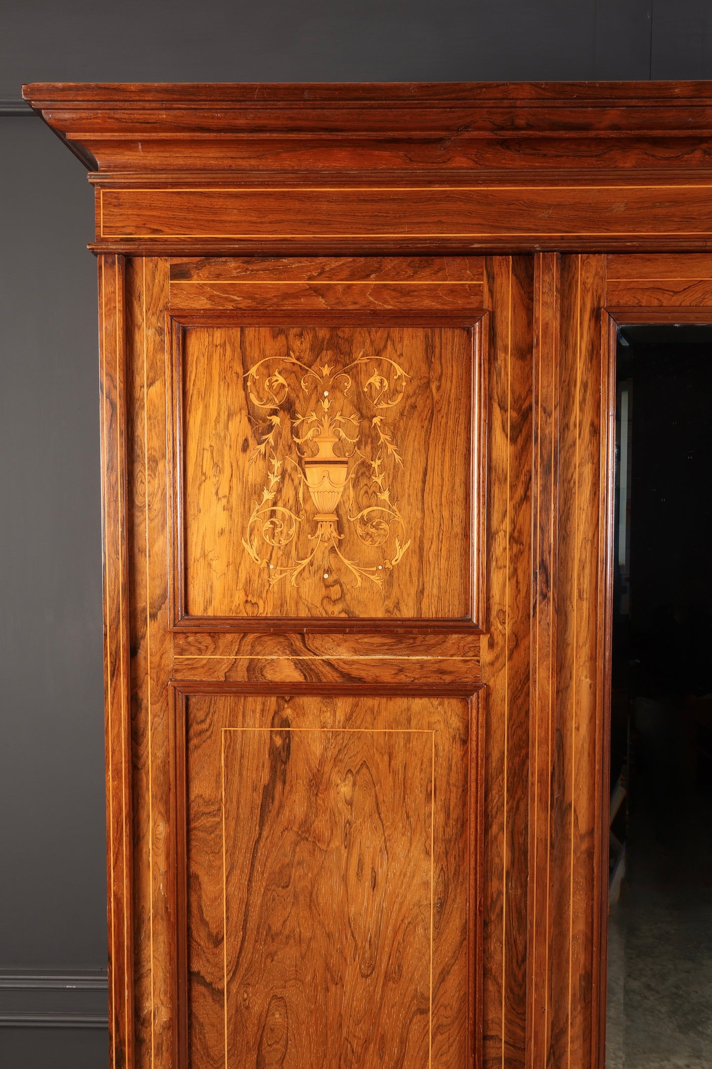 Marquetry Inlaid Rosewood Triple Wardrobe