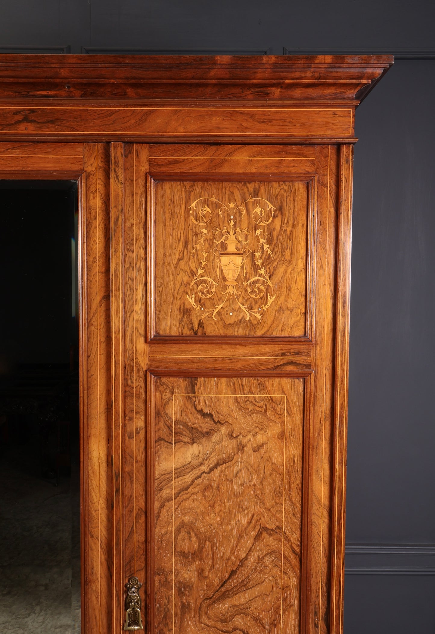 Marquetry Inlaid Rosewood Triple Wardrobe