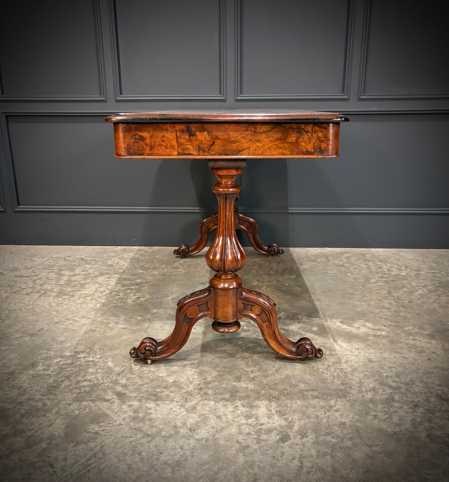 Marquetry Inlaid Walnut Library Table