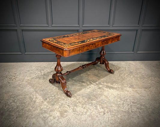 Marquetry Inlaid Walnut Library Table