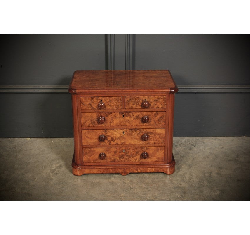 Miniature Burr Walnut Apprentice Chest of Drawers