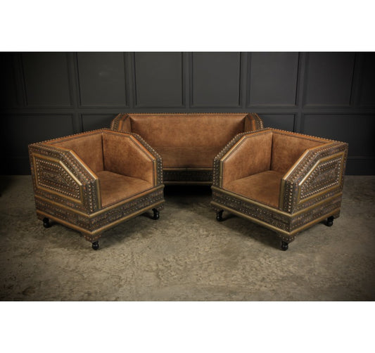 Moroccan 3 piece Sofa & Armchairs Suite