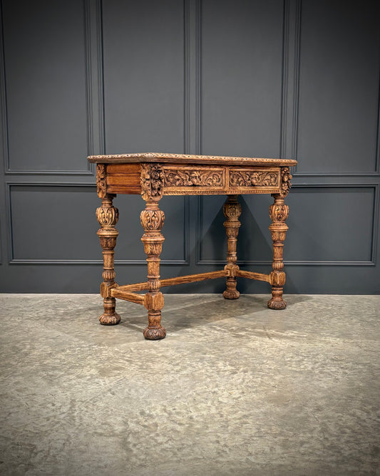 Carved Bleached Oak Console Table by Edwards & Roberts