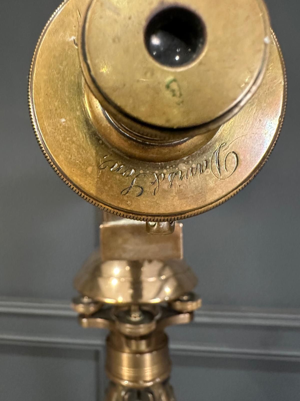 Brass Surveyors Level On Oak Tripod Stand