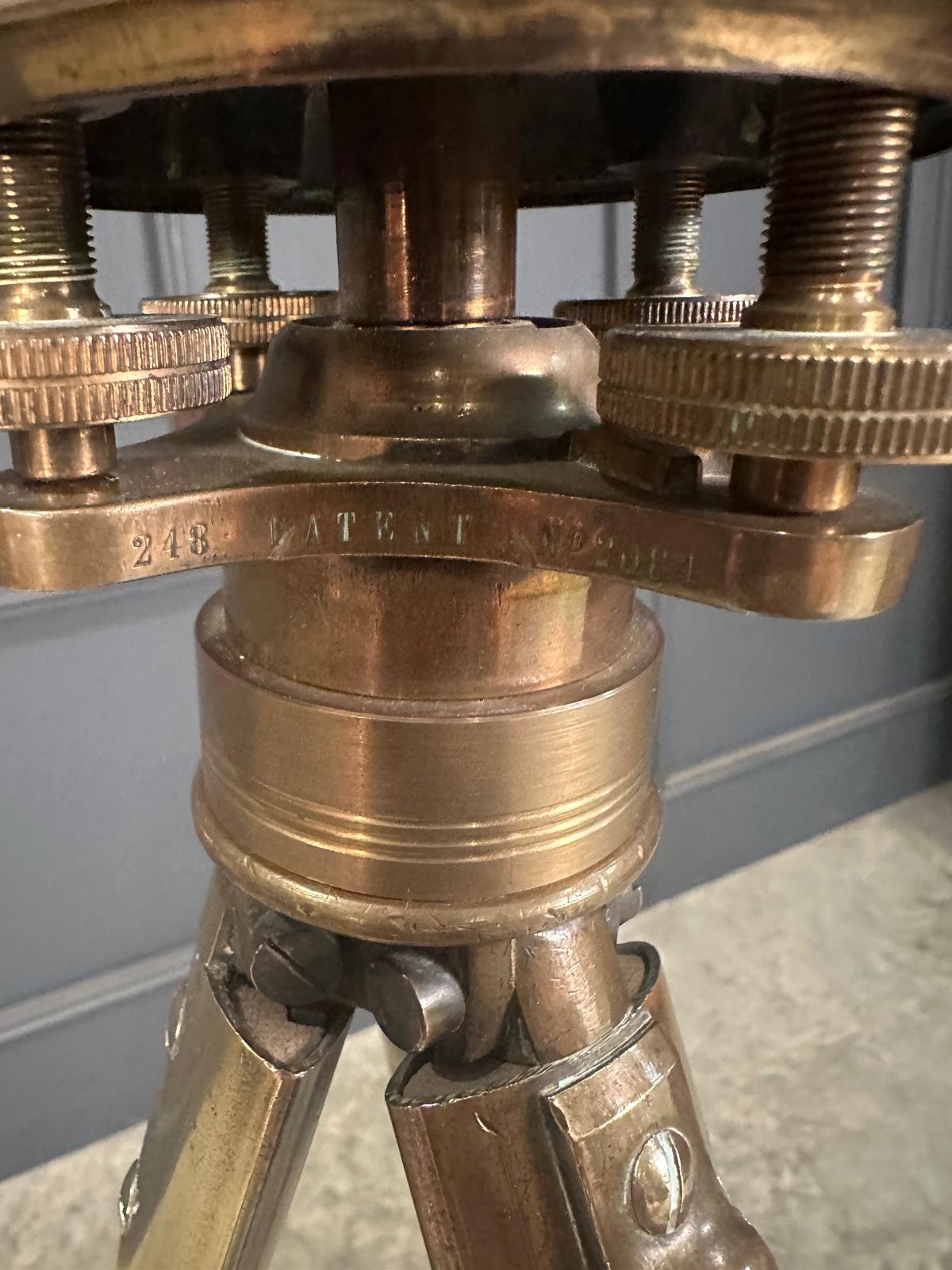 Brass Surveyors Level On Oak Tripod Stand