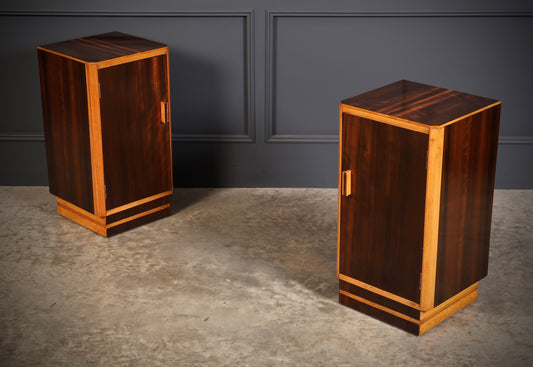 Rare Pair of Art Deco Macassar Ebony Bedside Cabinets