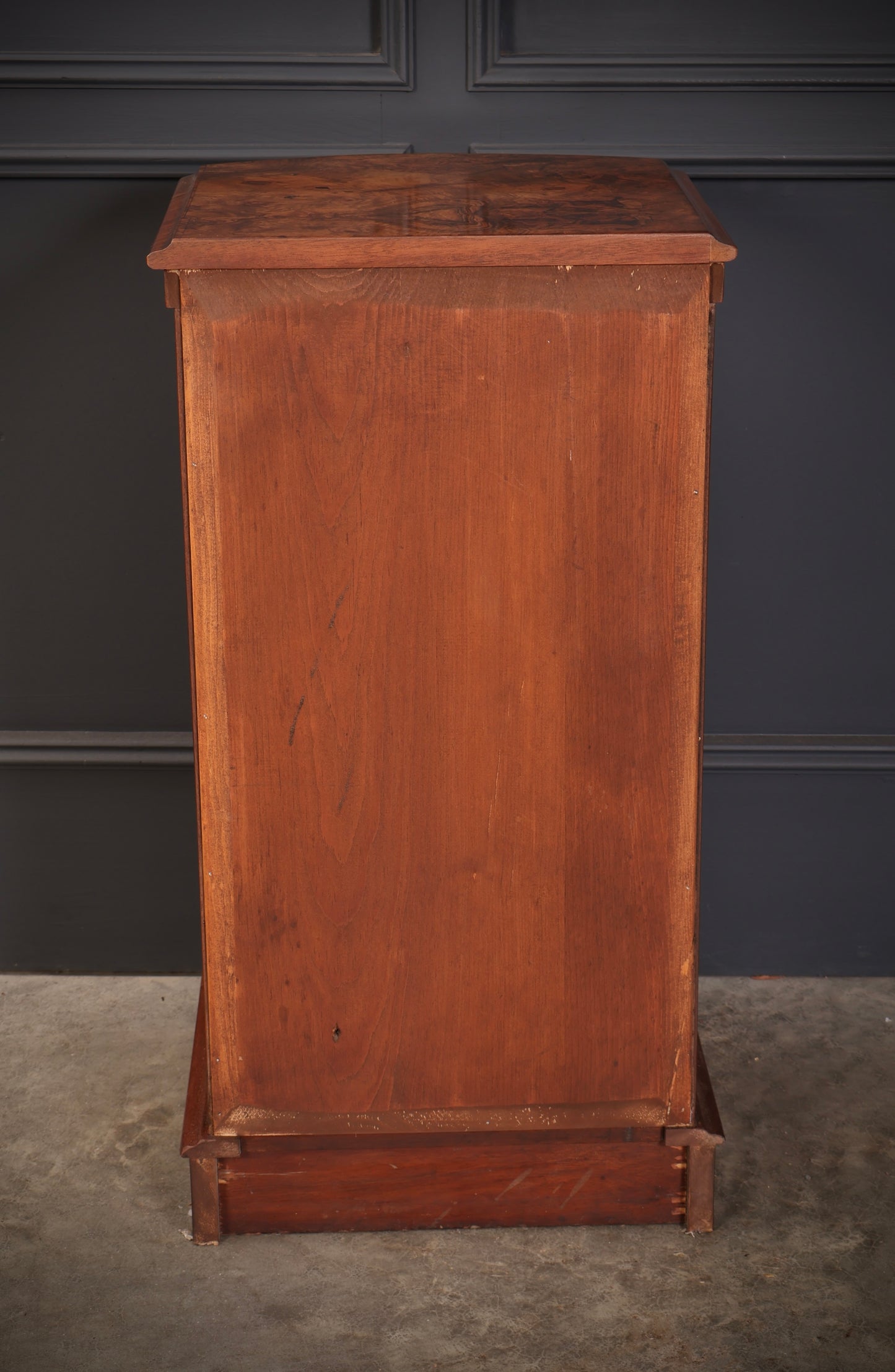 Pair of Burr Walnut Bow Front Bedside Cabinets