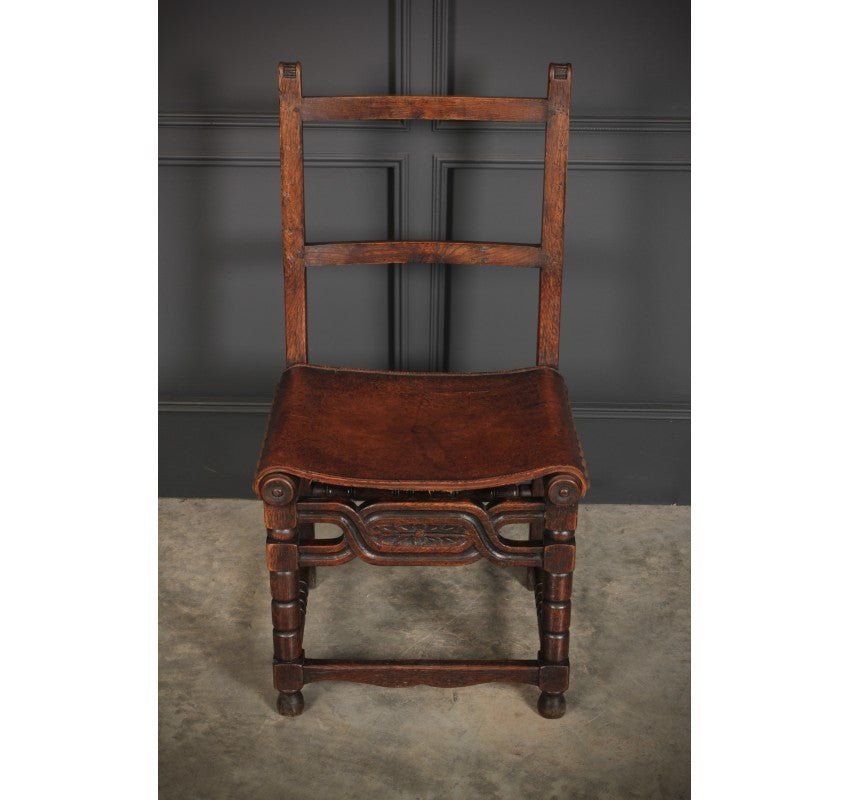 Pair of Oak & Leather Chairs