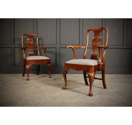 Pair of Quality Queen Anne Style Armchairs