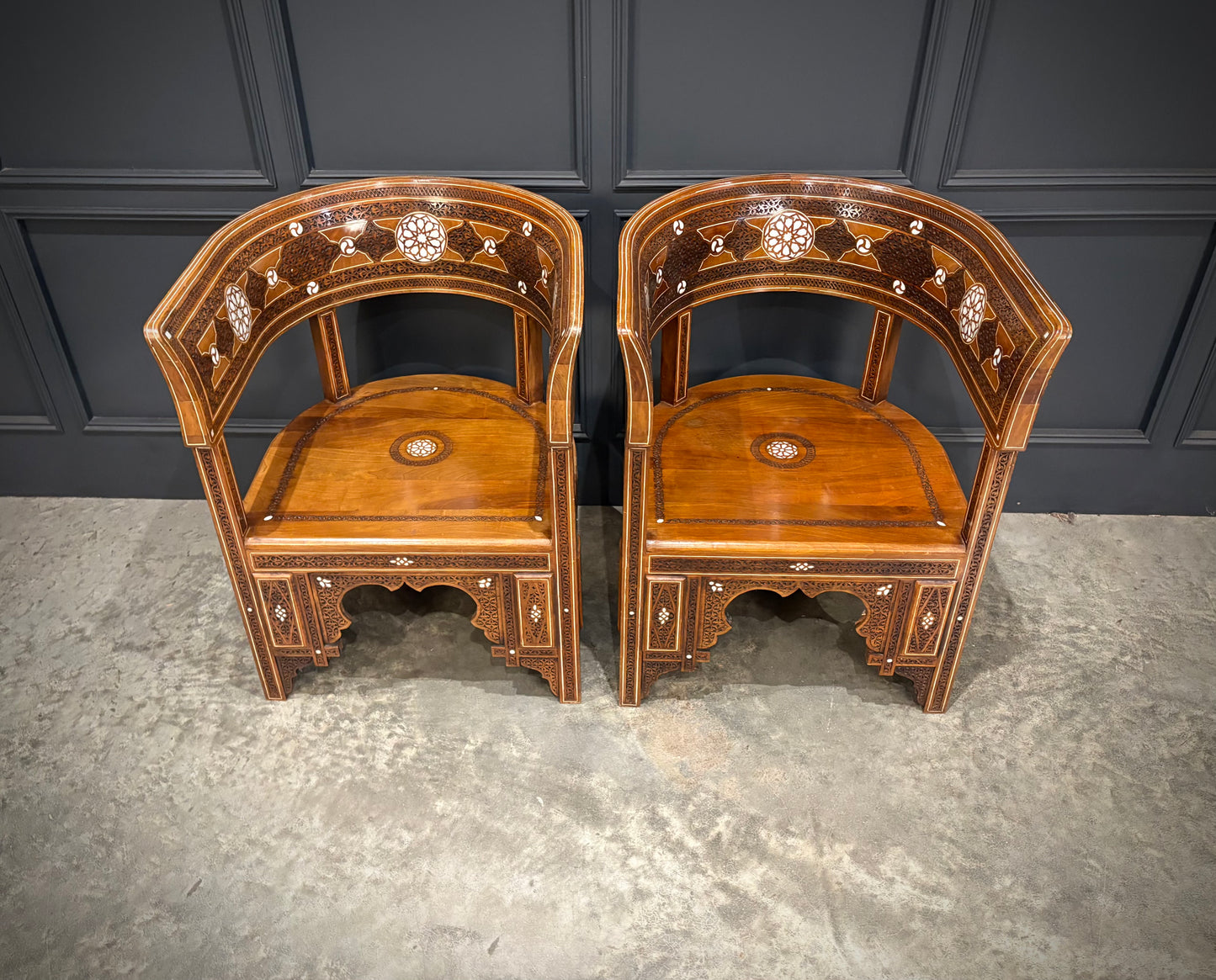 Pair of Syrian Walnut Chairs