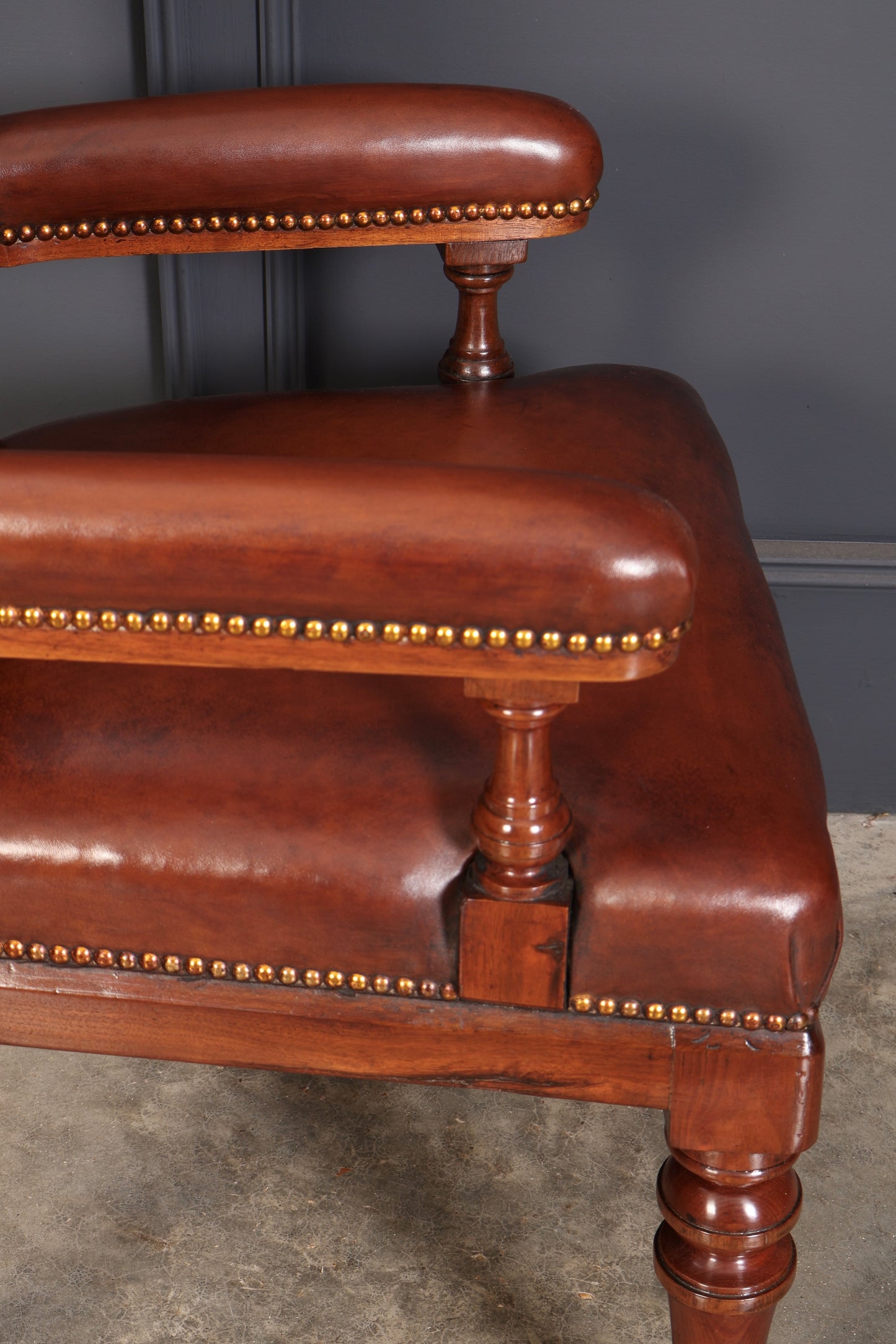 Pair of Walnut & Leather Library Desk Chairs by 'Lamb Manchester'